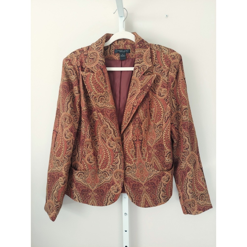 Tapestry Blazer Womens 16 Paisley Bohemian Career Office Statement Autumn Jacket